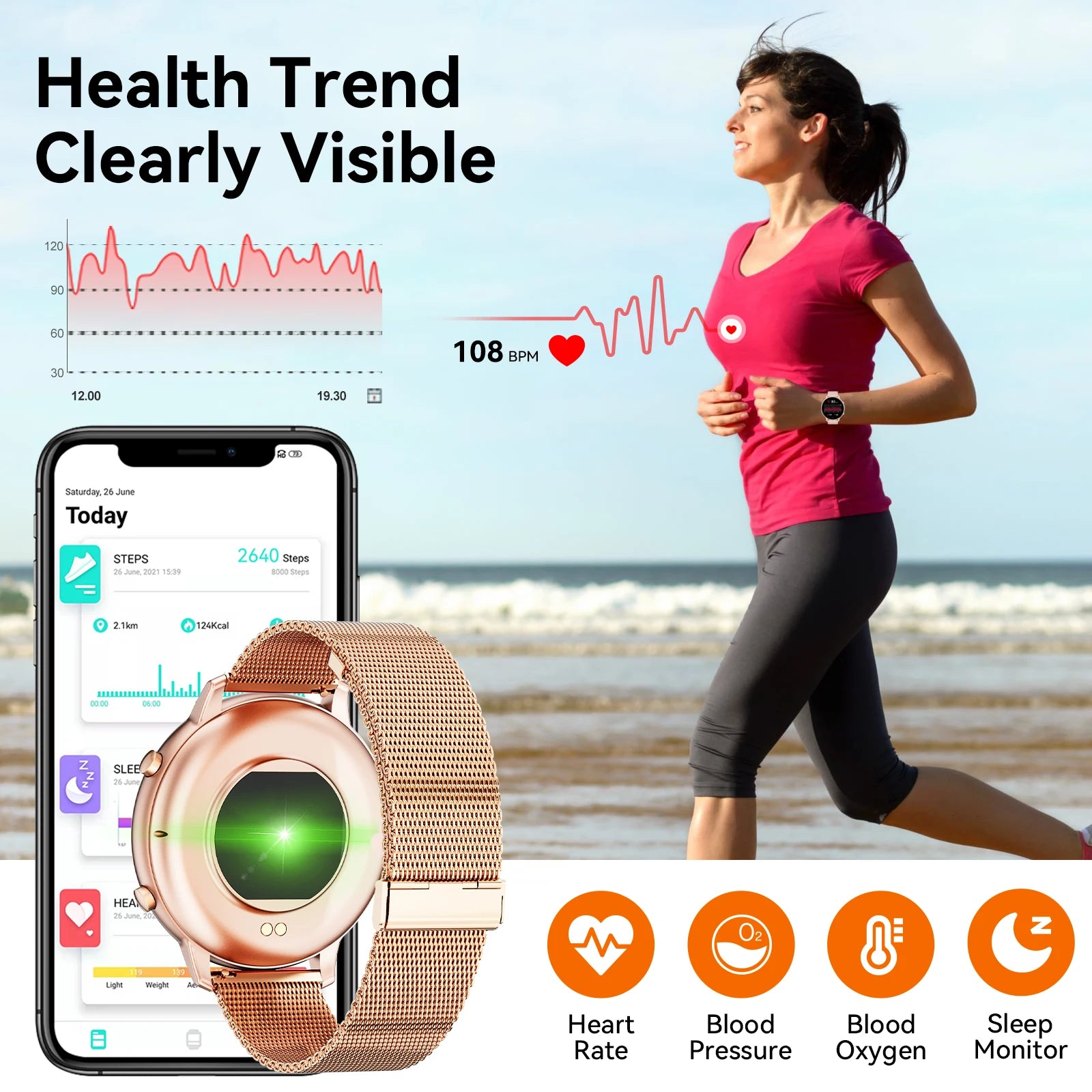 Relógio inteligente feminino 2025