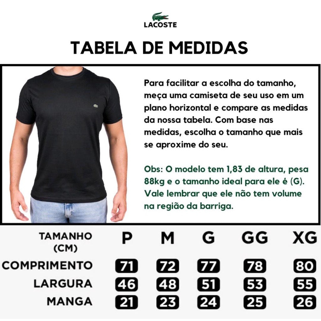Kit 05 Camisas T-SHIRT Lacoste Premium Basica
