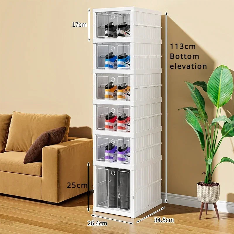 Dobrável Dustproof Multi Camadas Shoe Rack, Sneaker Organizador, Instalação Livre Gabinete, Armazenamento Integrado Racks