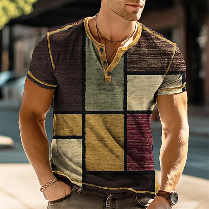 Camisa 3d bloco de cores vintage