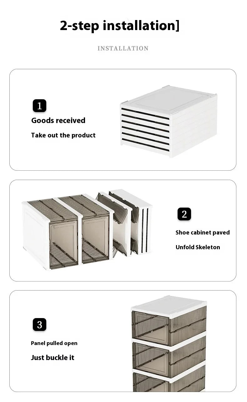 Caixa de sapatos dobrável, à prova de poeira empilháveis  transparente