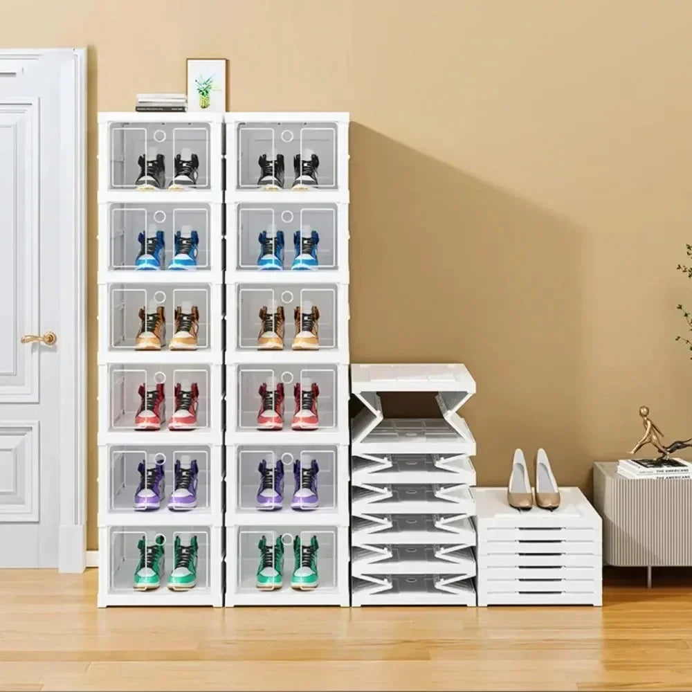 Dobrável Dustproof Multi Camadas Shoe Rack, Sneaker Organizador, Instalação Livre Gabinete, Armazenamento Integrado Racks