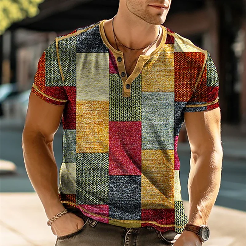 Camisa 3d bloco de cores vintage